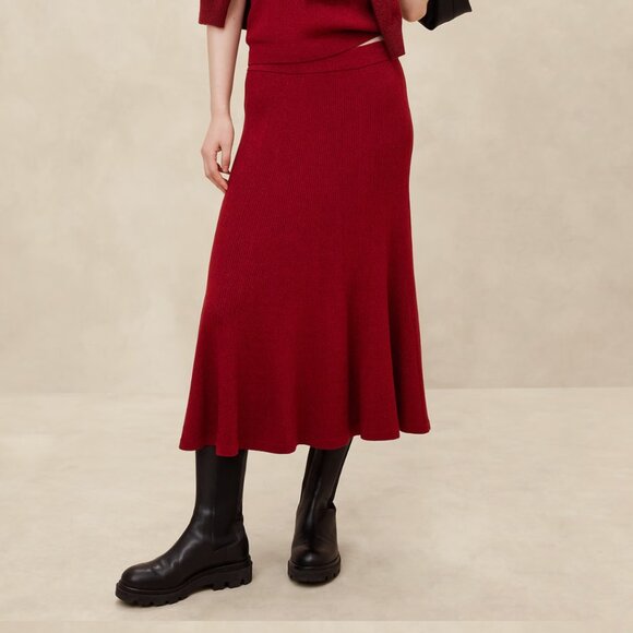 NWOT Banana Republic Lurex Midi Sweater Skirt - Picture 3 of 6